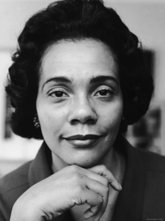Black and white image of Coretta Scott King