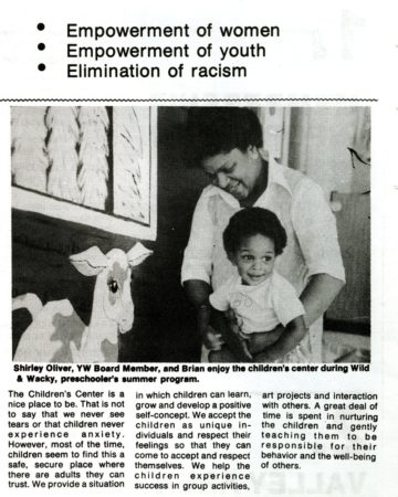 An article about youth services at the YWCA in the 1980's