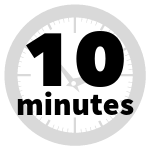 Image of a grey clock with text that says, &quot;10 minutes&quot;